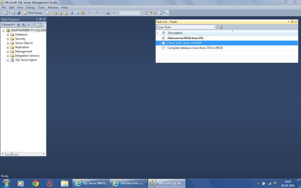 Ssms Task Call Task List – Very useful feature in Denali(2011),all my reminders within ...